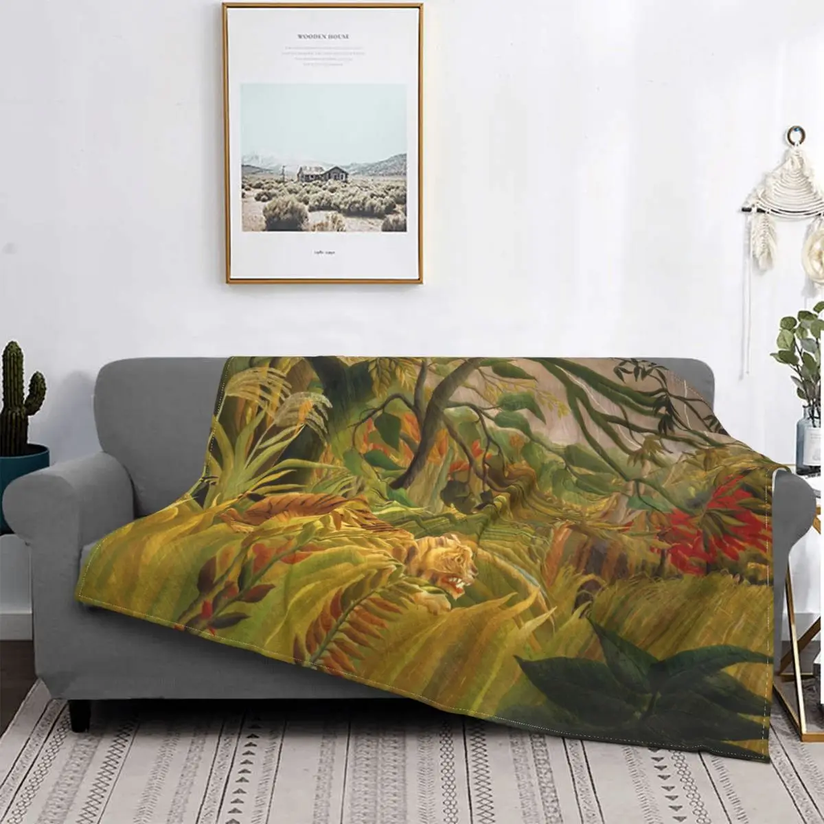 

Henri Rousseau Tiger In A Tropical Storm Blanket Velvet Textile Decor Animals Portable Soft Throw Blankets for Bedding Rug Piece