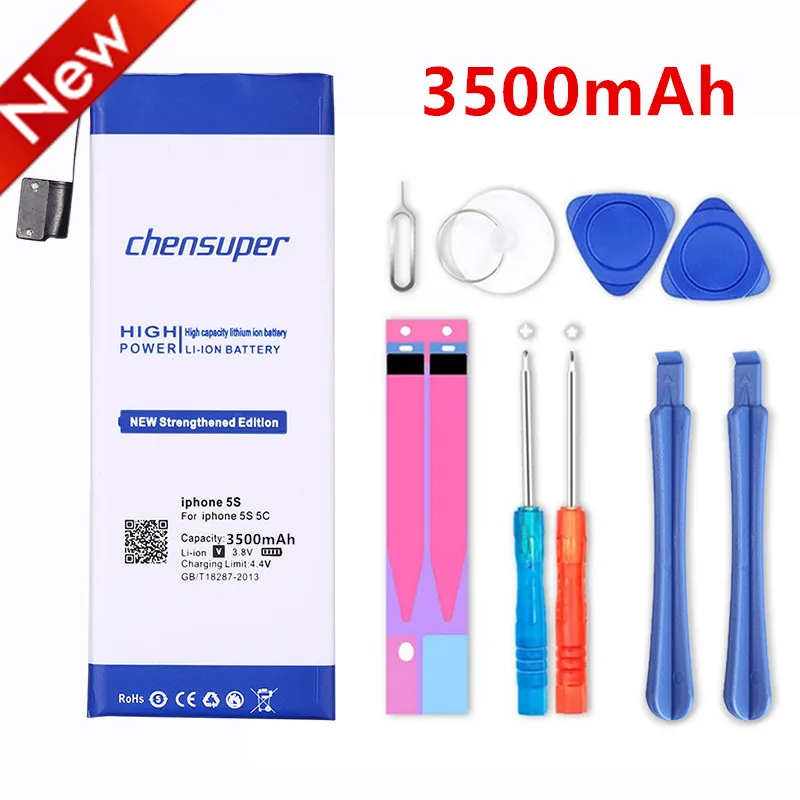 

chensuper 100% New 3500mAh Battery for iphone 5S for iphone5S for iphone 5c for iphone5C free tools+Sticker