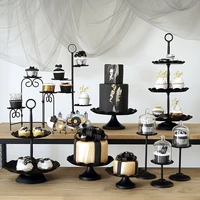 creative wedding dessert table decoration black cake stand wrought iron cake tray wedding props european style dessert stand