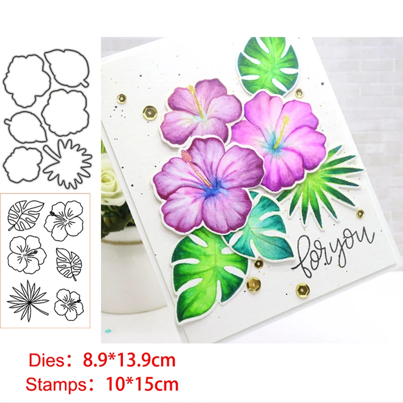 

Morning Glory Flowers Leaves Metal Cutting Dies Stencils Cear Stamp for DIY Scrapbooking photo album Decor Embossing Paper Cards