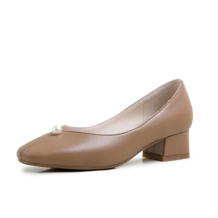 

Oversize Large size Big Size Square head simple single shoes ladies high heels women shoes woman pumps