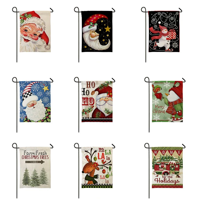 

30*45 см льняной ткани двусторонняя напечатание рождественское Санта Клаус Украшенные Садовый флаг на открытом воздухе украшения дома ...