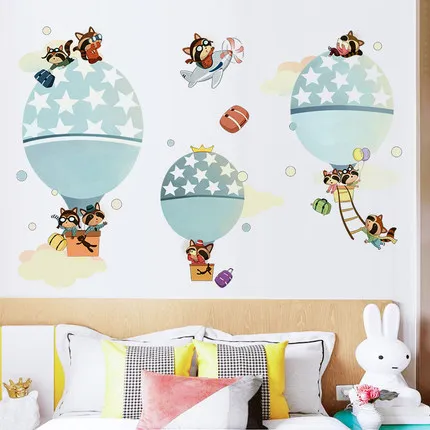 

Lovely Raccoon Wall Stickers Poster Animal DIY Kids Room Decoration Baby Bedroom Decor Kindergarten Removable Wallpaper Wall Art
