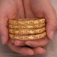 4pcs bride women bangle bracelets gold color can open leaf cuff bangles for women men wedding jewelry hand accessories