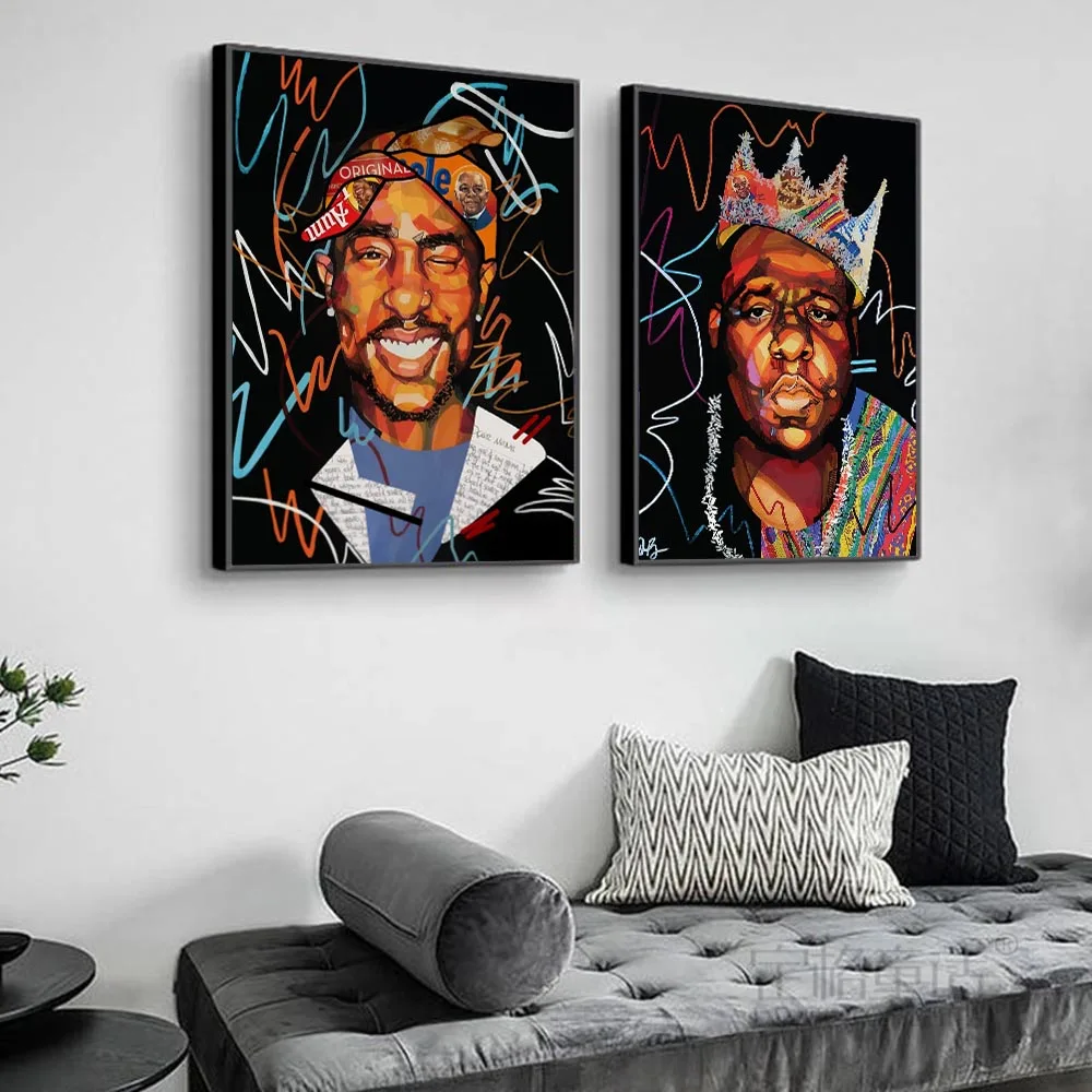 Плакат в стиле хип-хоп рэп-арт Тупак B.I.G Картина на холсте поп-музыка знаменитость