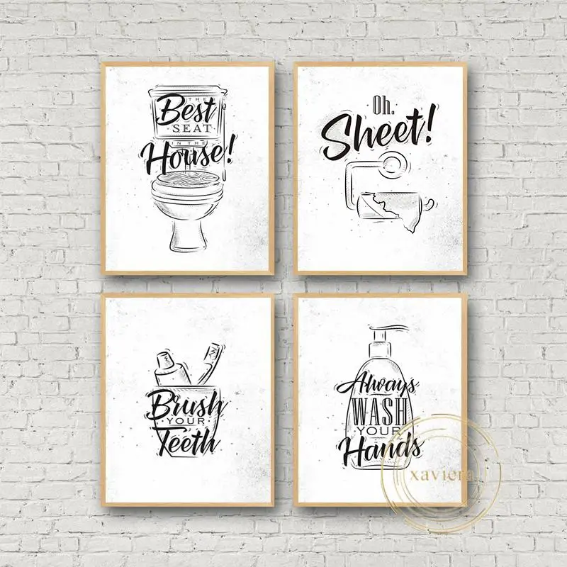 

Toilet Decor Fashion Poster Roll Paper Umbrella Toilet Canvas Painting Bathroom Art Modern Minimalist Black and White Picture