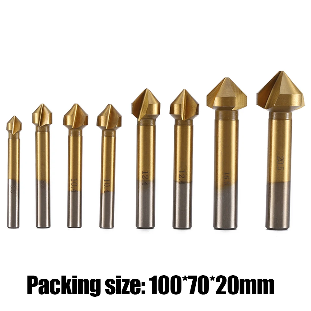 

8pcs HSS Countersink Drill Chamfer Drill Bits Set 90 Degree Carpentry Woodworking Angle Point Bevel Cutting Wood Chamfering