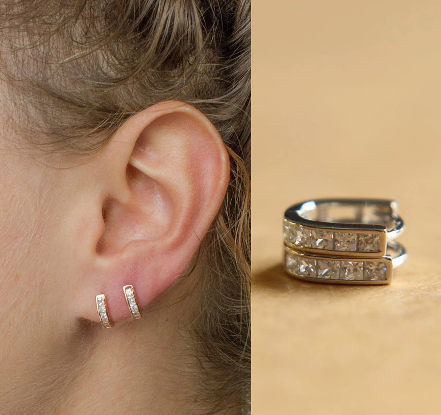 Серьги Клипсы из серебра 925 пробы с кольцом| |