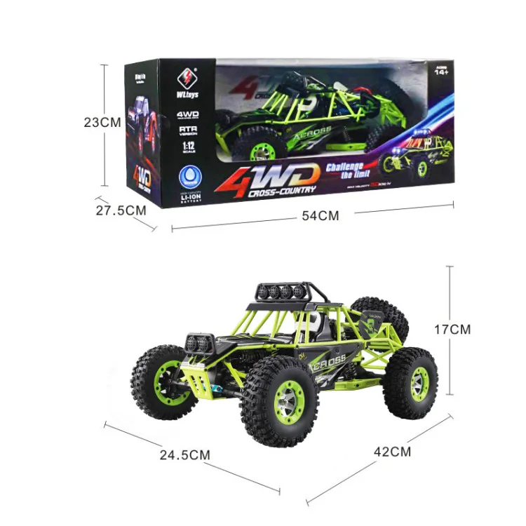 

Weili 12428 High-speed Four-wheel Drive Off-road Climbing Car 50KM Competition 1:12 Remote Control Car Model