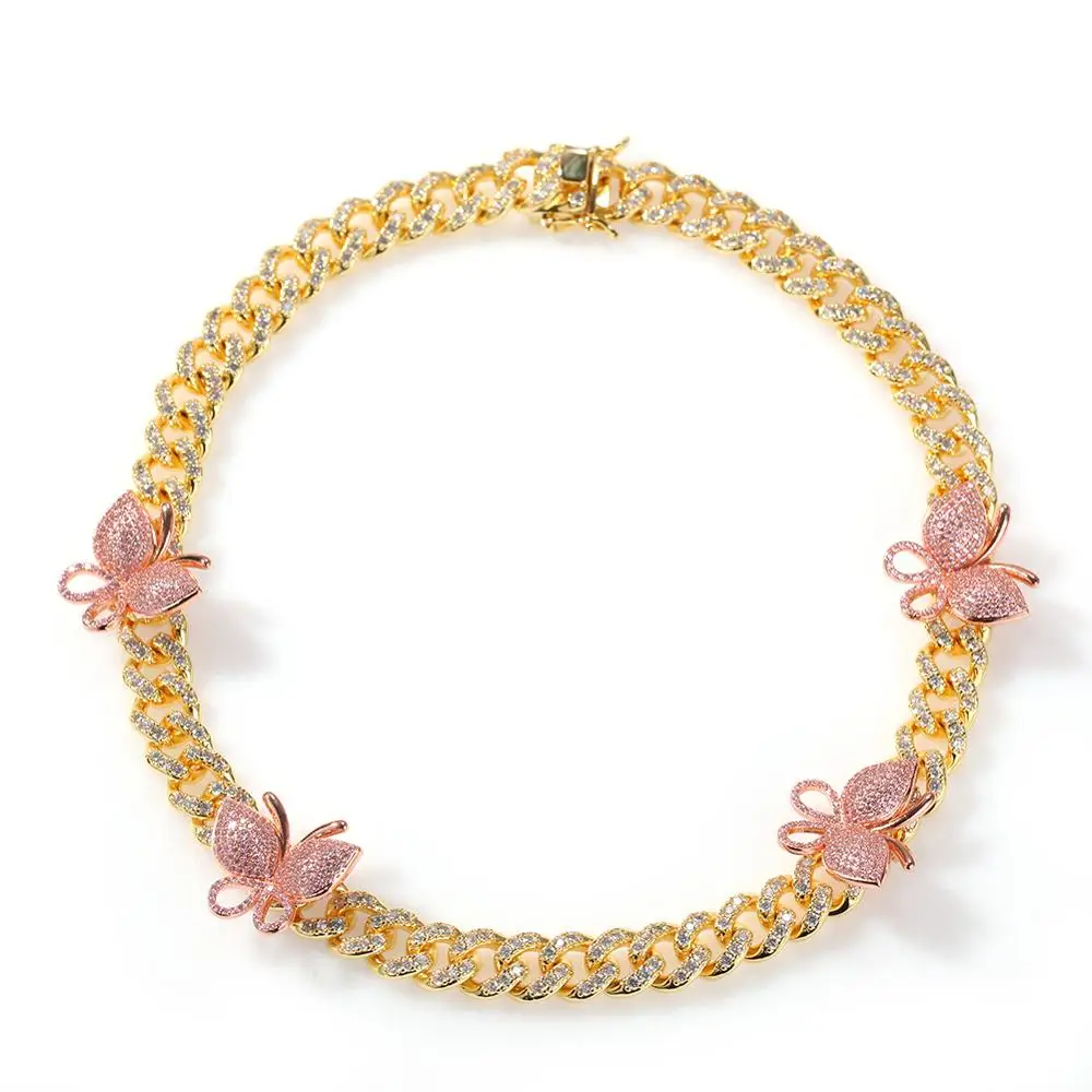 Ожерелье из кубинской розовой бабочки с фианитами 12 мм|Ожерелья подвеской| |