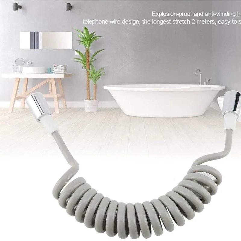 Spring Flexible Shower Hose for Water Plumbing Toilet Bidet Sprayer Gun Telephone Line bathroom Accessories 2m | Обустройство дома