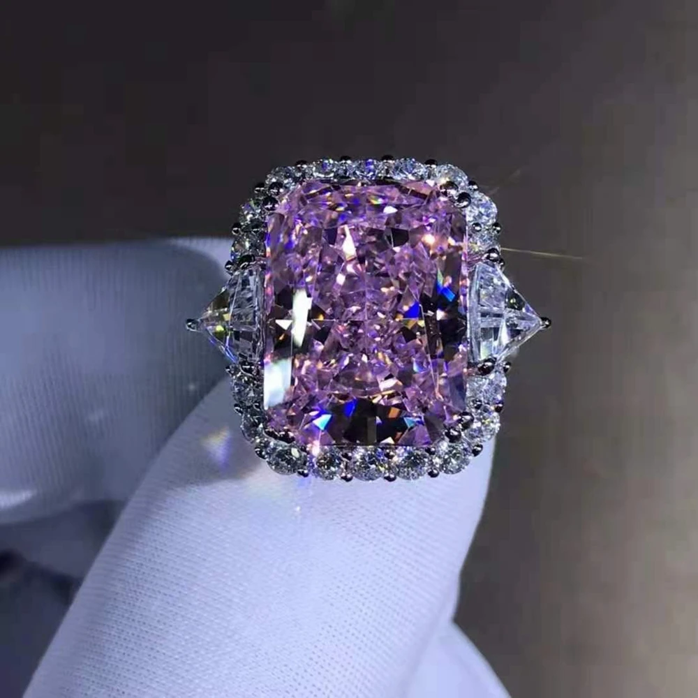 

Wong Rain Luxury 925 Sterling Silver 10 CT Radiant Cut D Moissanite Gemstone Wedding Party Rings Customized Rings Fine Jewelry