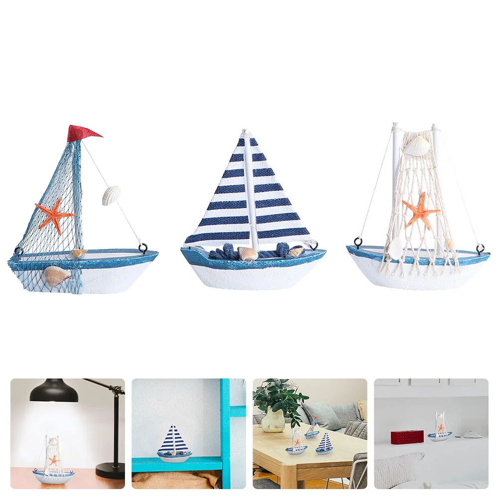 

3 шт., деревянная лодка в средиземноморском стиле