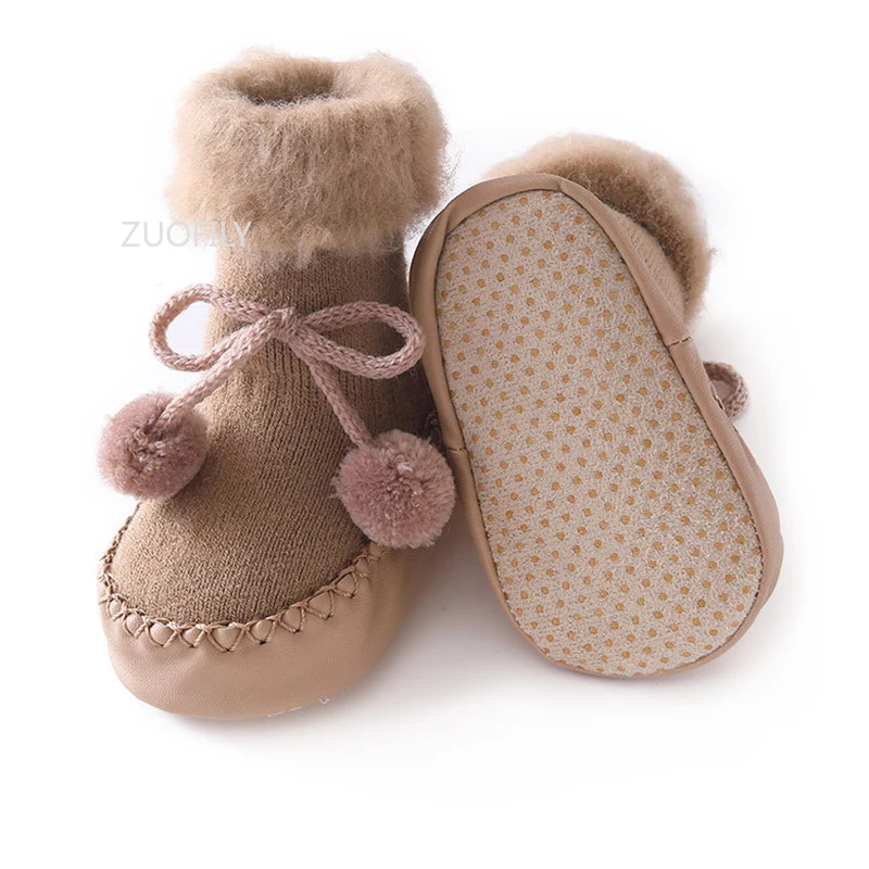 Infant Socks for Baby Warm Booties Sock with Rubber Soles Newborn Toddler Girl Boy Kids Winter Terry Slipper | Детская одежда и