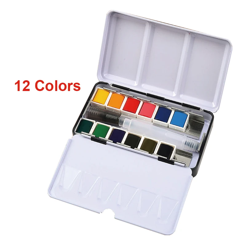 

Artist level half pan watercolor portable travel tin box paint set solid watercolour powder