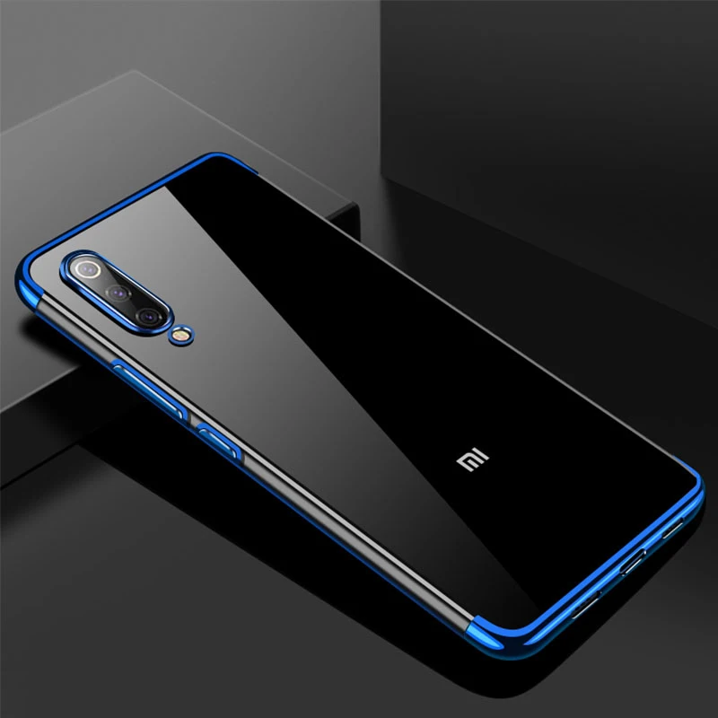 Синий Чехол для Xiaomi Mi 9 9T Pro Lite Mi A1 A2 A3 Lite Прозрачный Бампер RedMi Note 8T 8 8A 7 7A K20 TPU Силиконовый противоударный чехол - Цвет: Синий