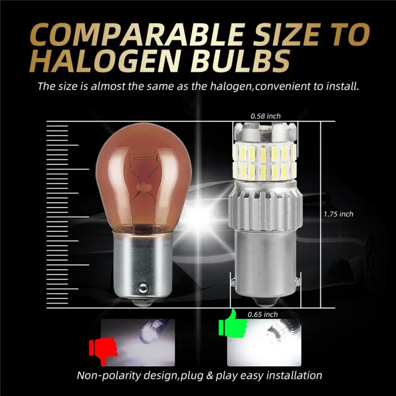 

2x 1800LM Canbus Car Led Signal Lamps 15W 1156 1157 BAU15S T20 T25 Brake Lights Reversing Lights Turn Lights Auto Accessories