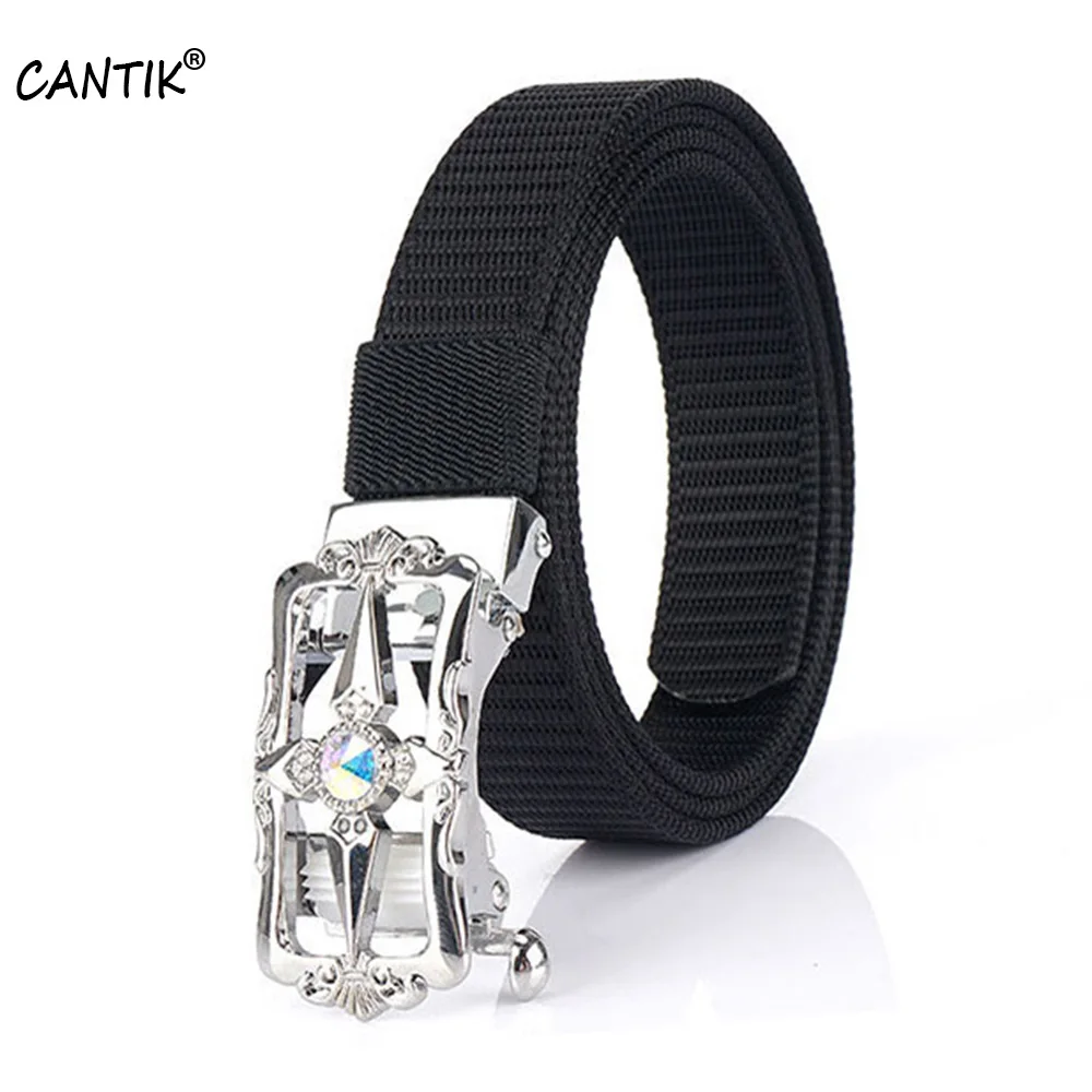 CANTIK Fashion Ladies Thickened Toothless Nylon & Canvas Belts Clothing Automatic Buckle Accessories Women 2.5cm Width CBCA294
