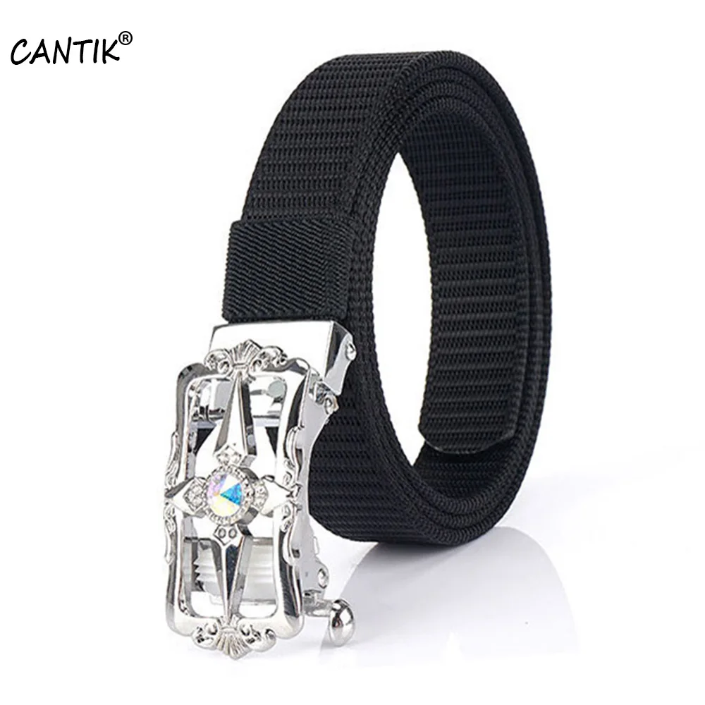 

CANTIK Fashion Ladies Thickened Toothless Nylon & Canvas Belts Clothing Automatic Buckle Accessories Women 2.5cm Width CBCA294