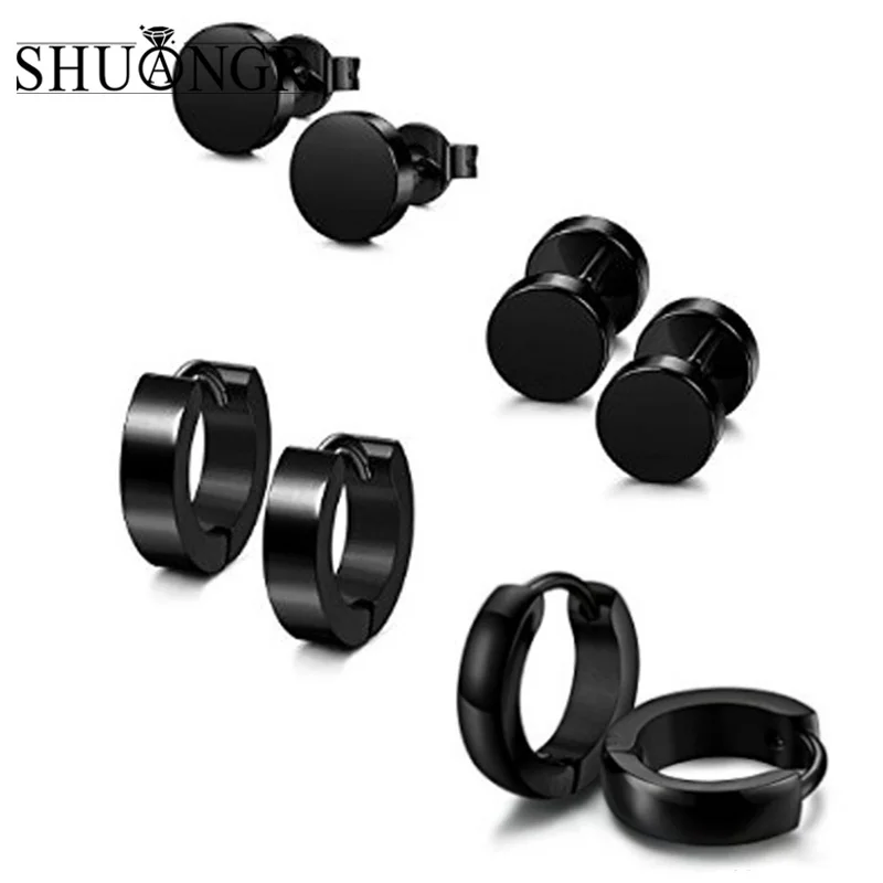 Серьги SHUANGR из нержавеющей стали для пирсинга ювелирные изделия черного цвета в