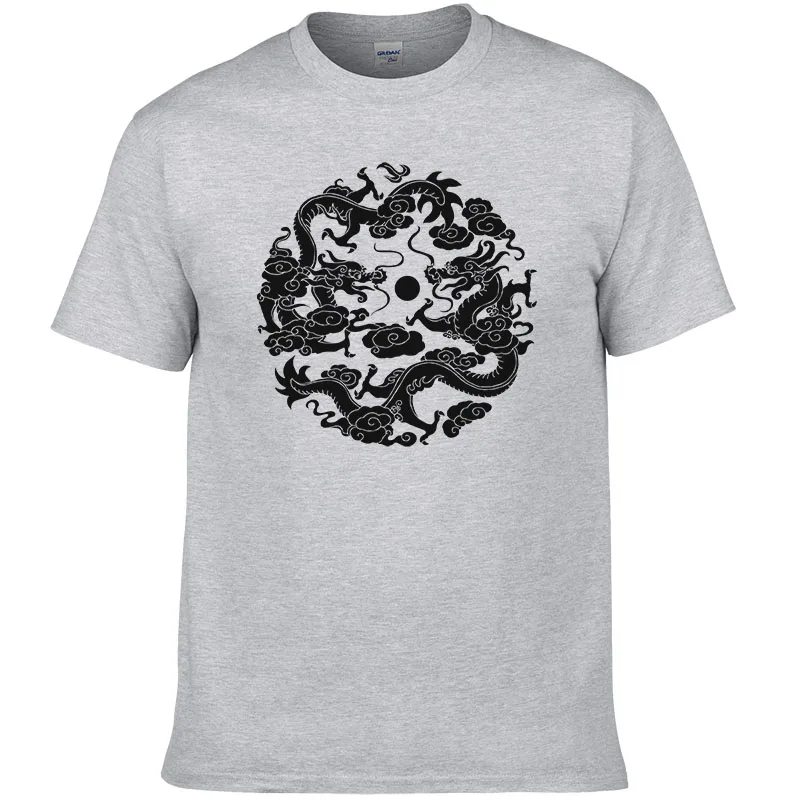 

Cotton Black Chinese Dragon Totem T Shirt Men Vintage Cool Shirt Brand Graphic T-Shirt Good Quality Cotton Tees Tops