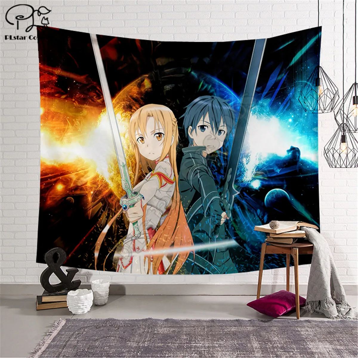Меч искусство онлайн узор Забавный Мультфильм Одеяло гобелен 3D печать Tapestry