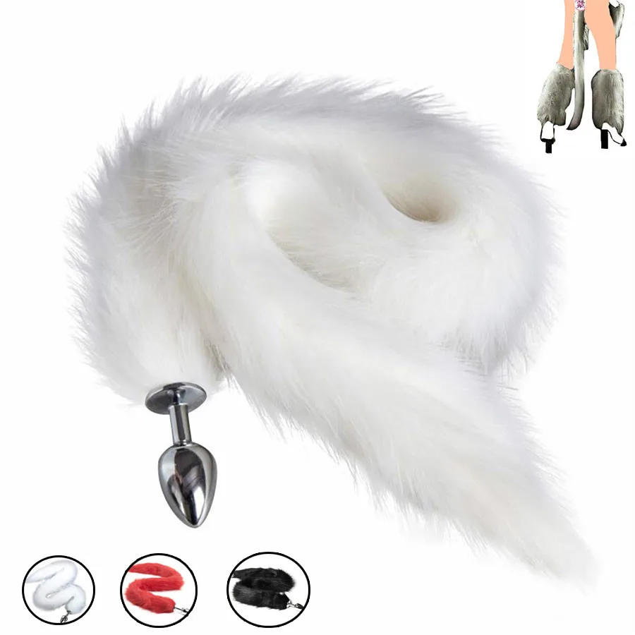 Анальная пробка лисий хвост пушистая лиса из нержавеющей стали для анальной