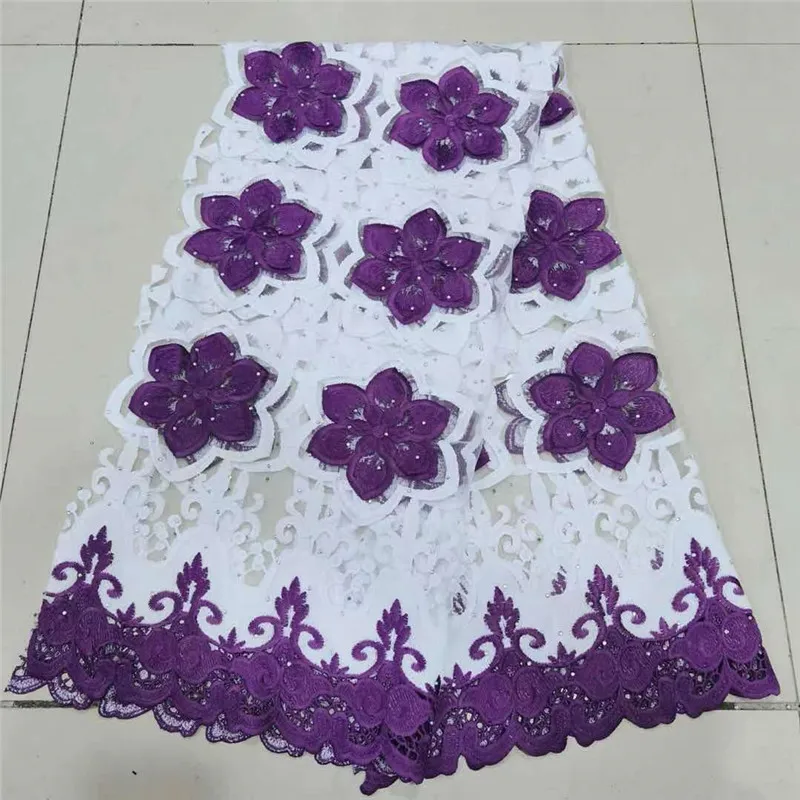 

Французский Тюль африканская кружевная вышивка ткань фиолетовый/белый Высокое качество Африканское молочного цвета Шелковое кружево ткан...