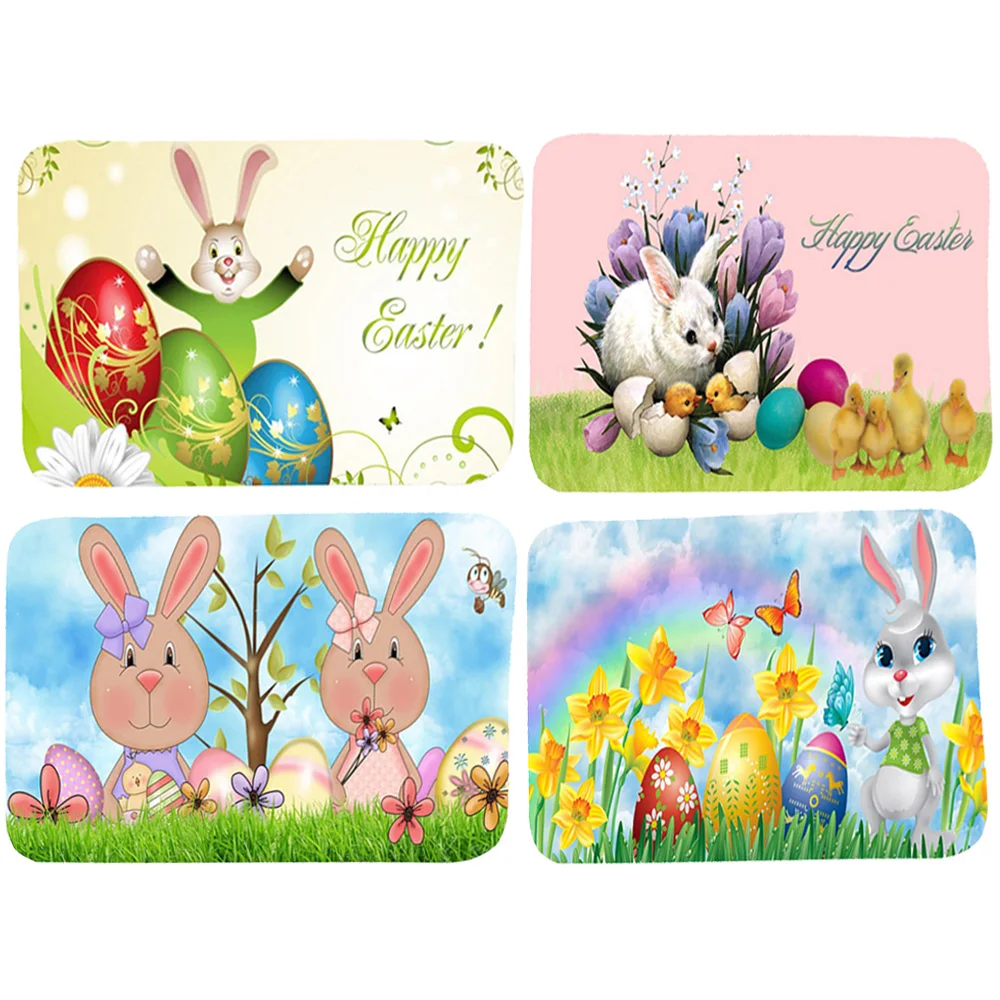 Пасхальный коврик с кроликом для приветствия дверной рисунком кролика и яйца