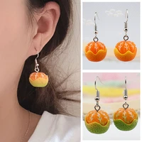korean lovely fruit tangerine earrings creative funny cute fun earring ear jewelry accessories for party personality gift %d1%81%d0%b5%d1%80%d1%8c%d0%b3%d0%b8