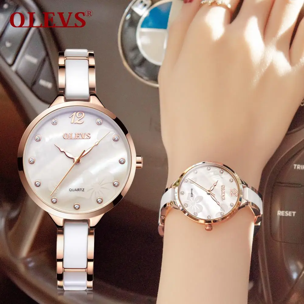 

Top Brand Quartz Watch Women Girl Clock Waterproof Ladies Watches Ceramics Fashion Black Female Wristwatches Relogio Feminino