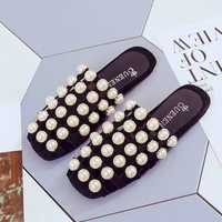 2021 new shoes pearl jewelry rhinestones shining sandals summer autumn women princess slippers for party and wedding