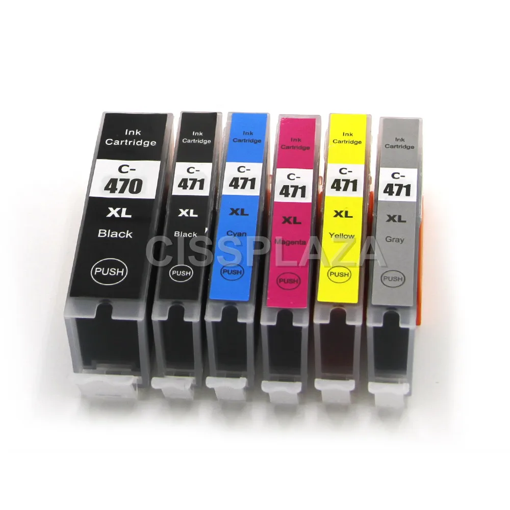 

CISSPLAZA 24pcs PGI-470 PGBK CLI-471 BK C M Y GY ink cartridges COMPATIBLE For canon MG7740 TS8040 TS9040 with auto reset chips