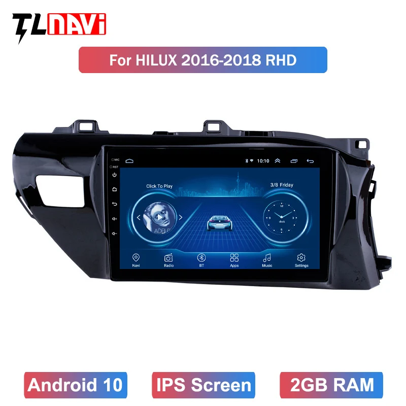 Автомобильный плеер Android 10 для 1Toyota Hilux 2016 2018 RHD GPS навигация Bluetooth радио головное