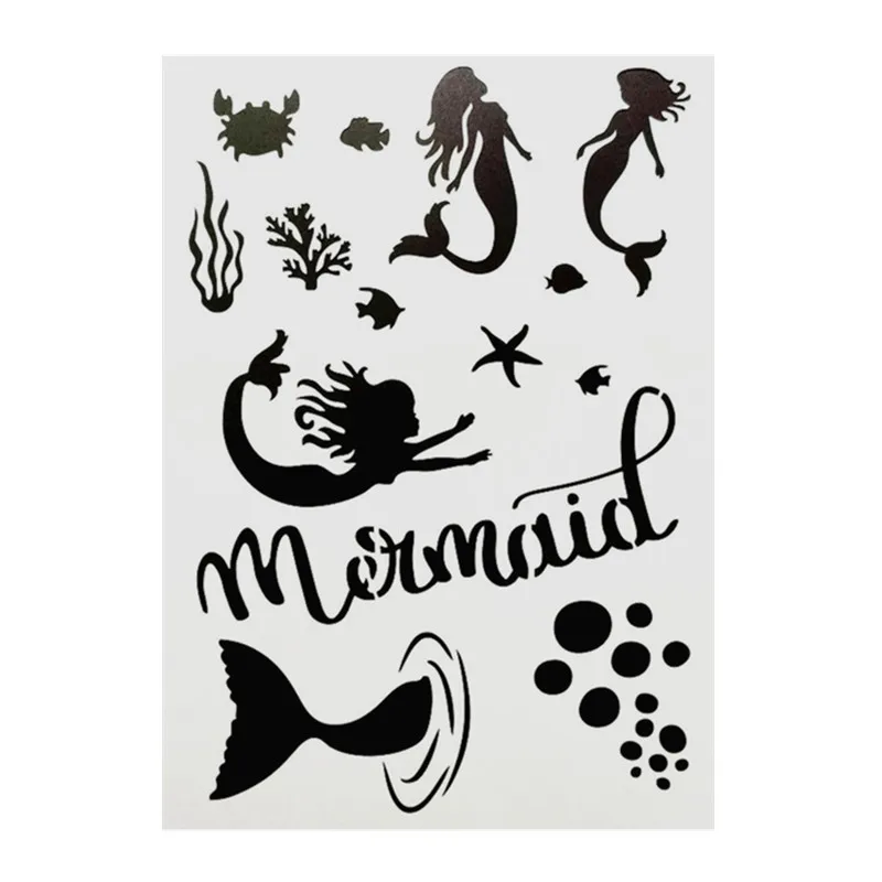 Многоразовые трафареты с рисунком русалки для творчества шаблоны стен мебели