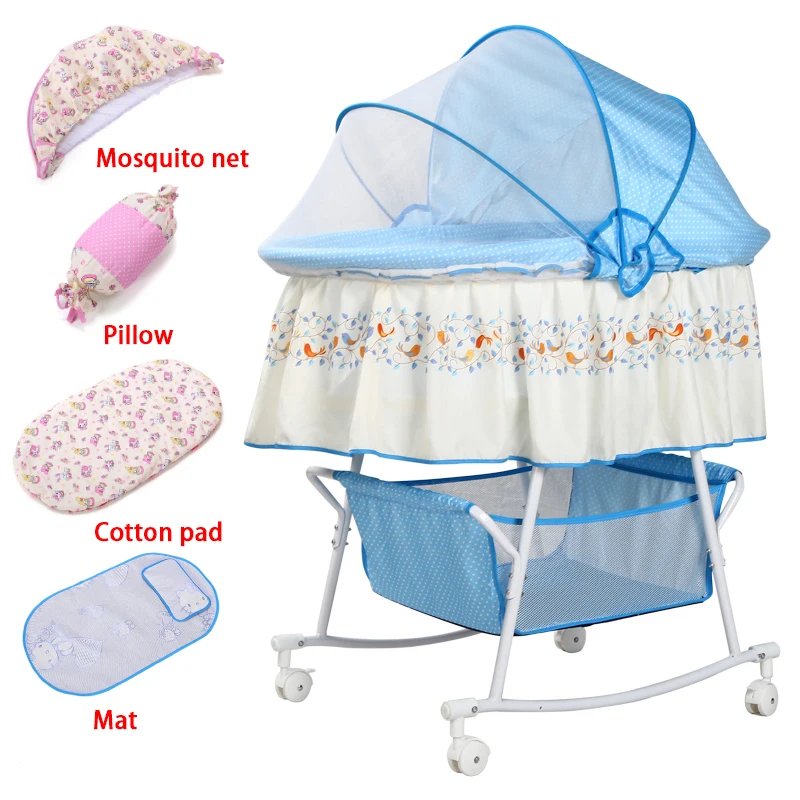 

Baby cradle bed small shaker newborn bed shaker bed with mosquito net multi-function comfort bb bed with roller sleeping basket