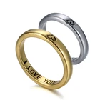 Пара I Love You кольца для женщин любитель золота сердечко серебряного цвета с гравировкой для помолвки, свадьбы изысканное металлическое ювелирное изделие аксессуары подарок