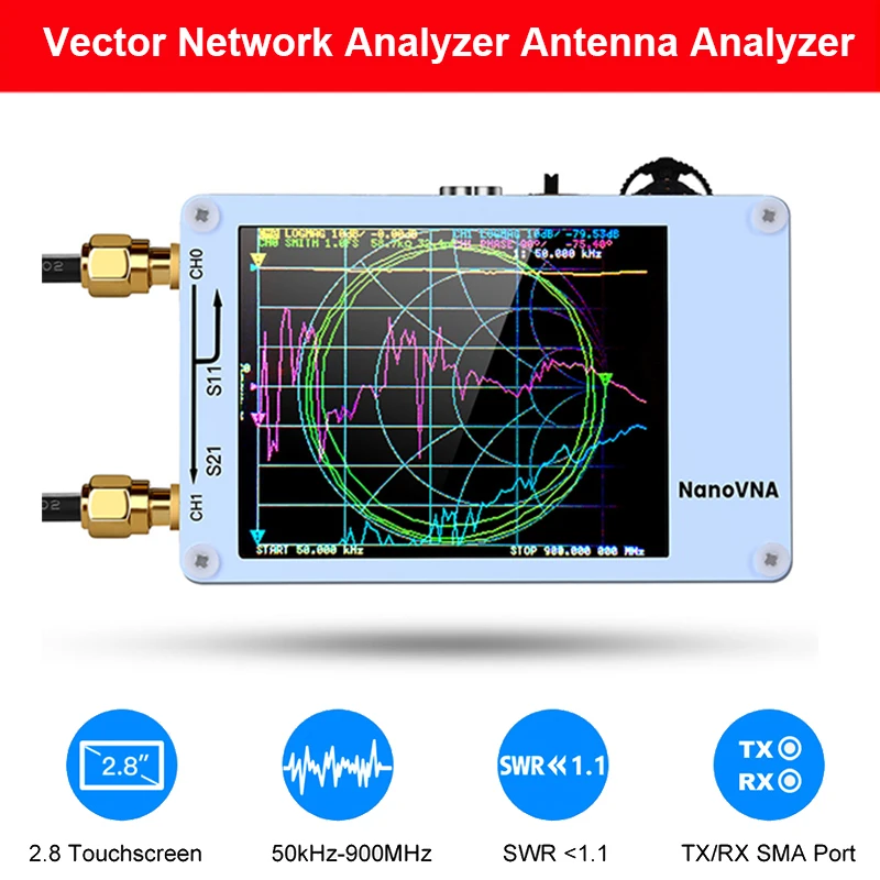 Векторный анализатор сети NanoVNA Nano 2 8 дюйма антенный стоячей волны MF HF VHF UHF Genius 50