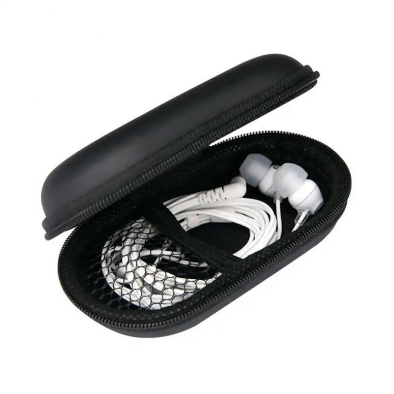 

Earphone Storage Bag Oval Data Cable Zipper Pouch, Multi-function Headphone Holder Case Earbuds Memory Card Usb Line Accessories