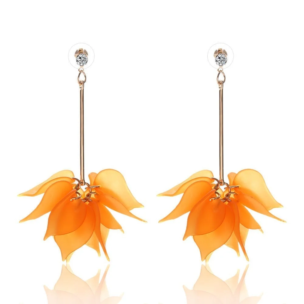 NPKDS Women Elegant White Ear Stud Crystal Flower Drop Long Dangle Earrings Jewelry | Украшения и аксессуары