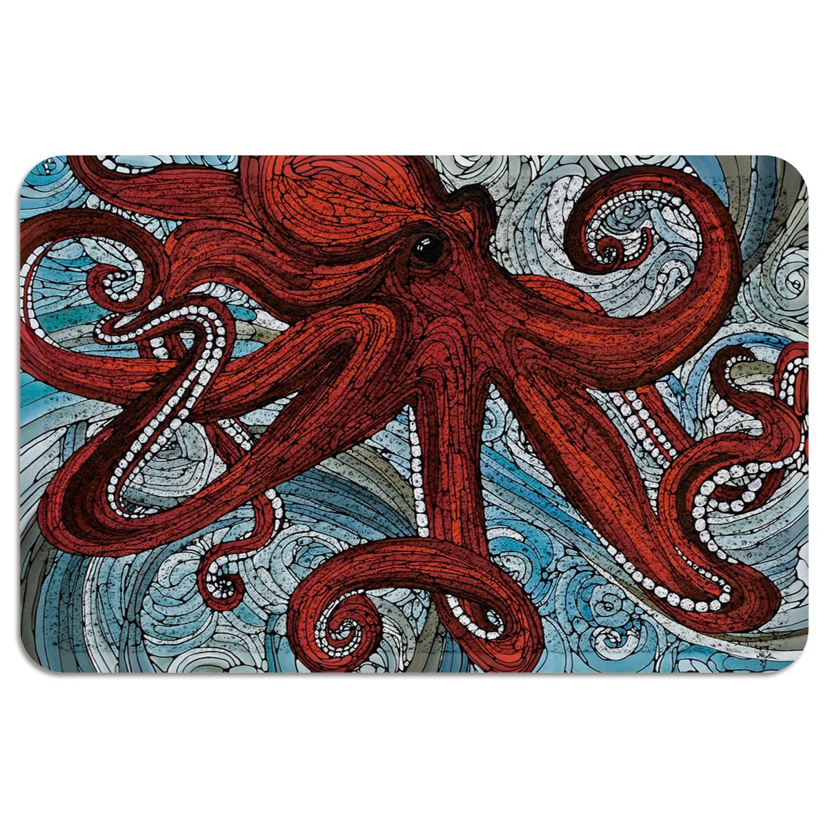 Красный осьминог море ПВХ коврик для двери открытый Крытый провод петля