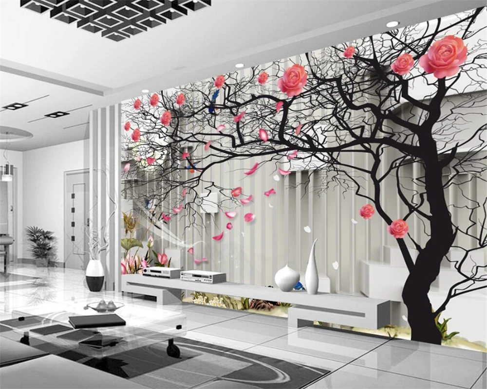 Большой заказ обои 3D деревья розы ТВ стены фон украшения на стену | Обустройство