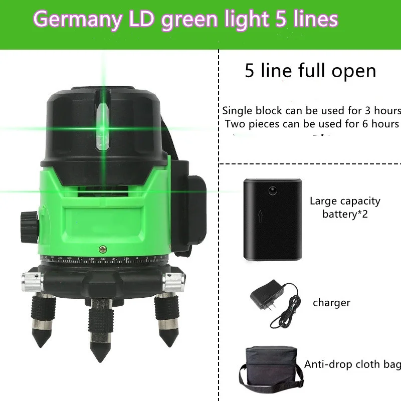 

NVZHANGCHEN 5 Line Laser Level Self Leveling 360 Vertical&Horizontal Tilt Degrees Rotary Rotatable Indoor Outdoor Measuring Tool