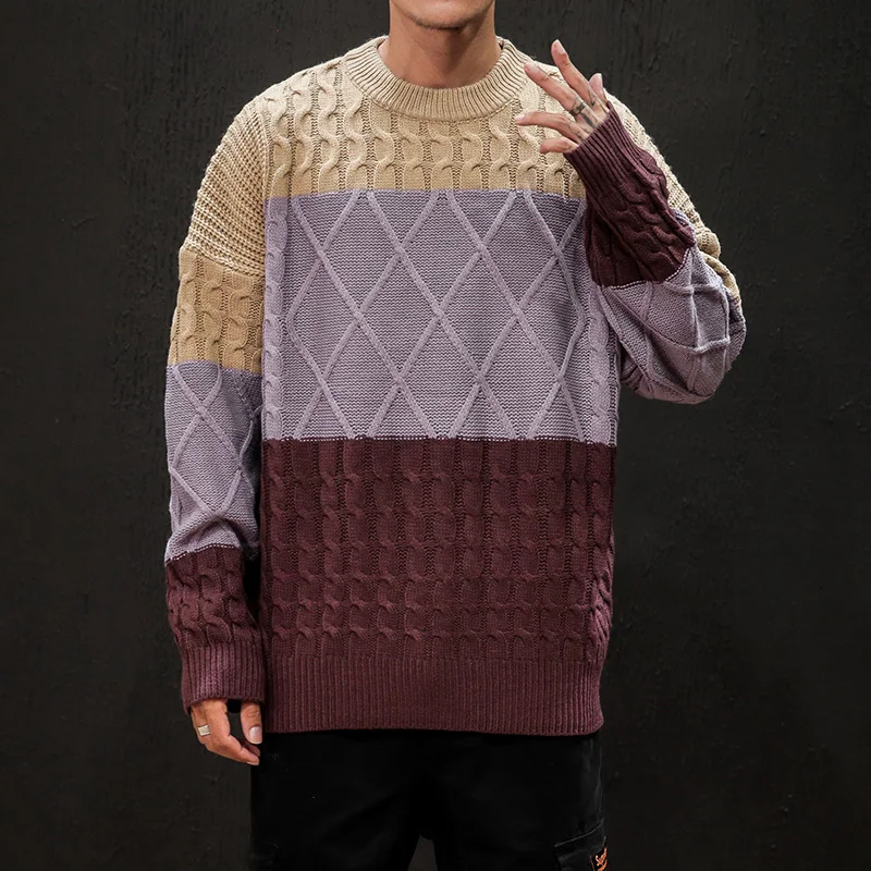 Толстый зимний свитер для мужчин теплый Модный трикотажный пуловер популярного