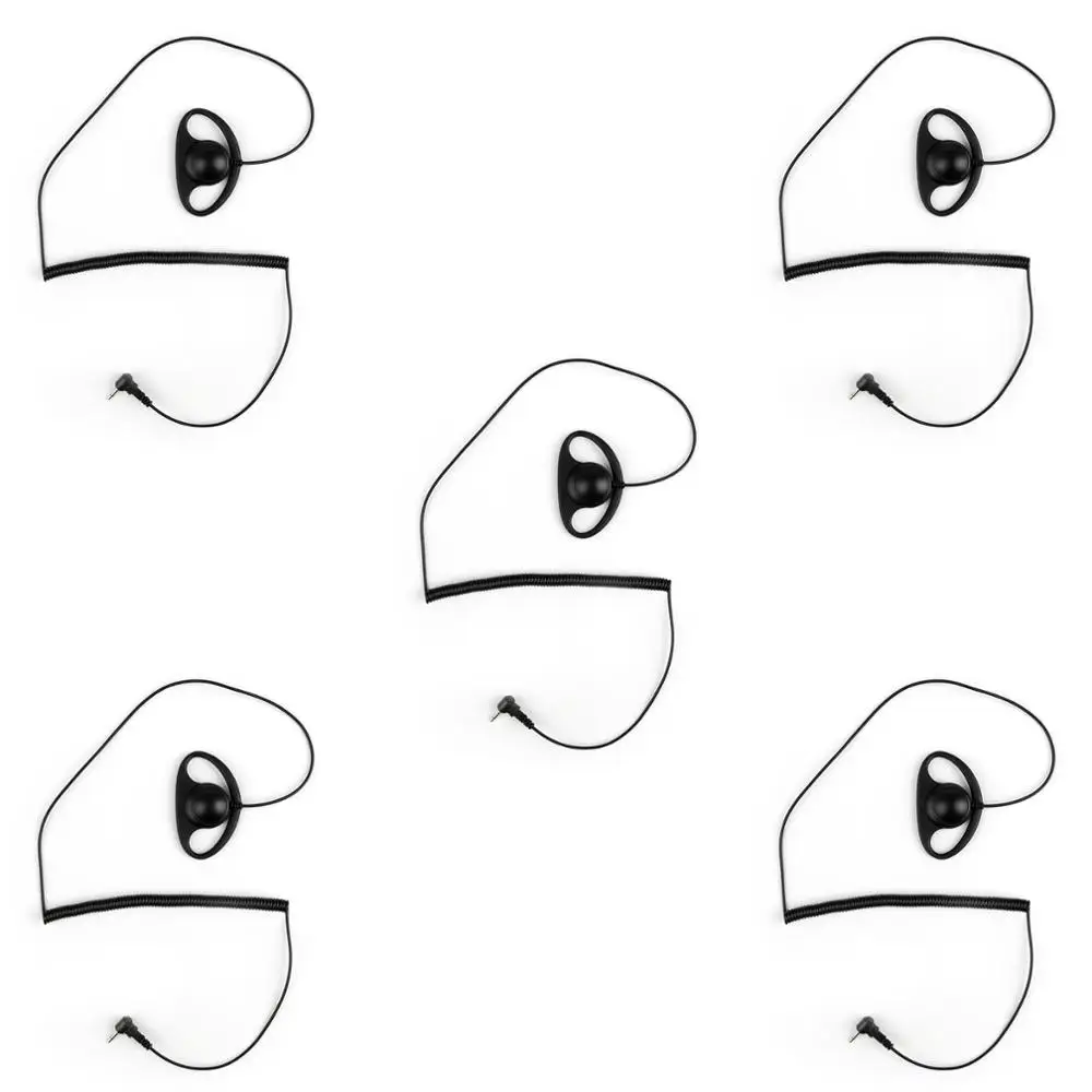 

Artudatech 5Pcs 2.5mm Listen Only Curve D-Shape Headset PTT For Motorola XTL446 XTR446 PMR446 Walkie Talkie