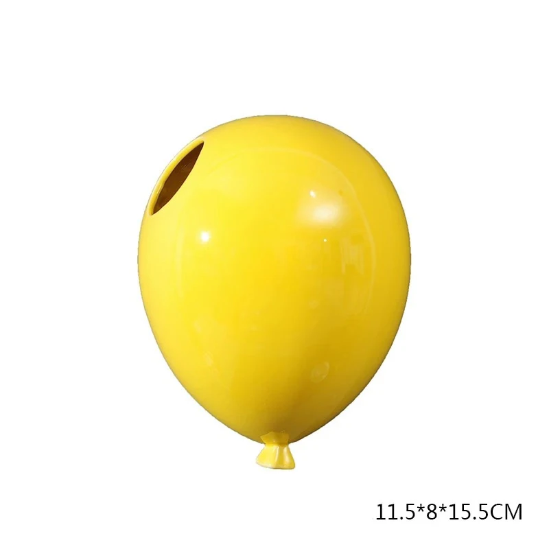 Yellow S Креативный керамический воздушный шар дизайн настенный цветок горшок гостиная настенный цветок ваза домашнее украшение Стены свадебный подарок - Цвет: Yellow S