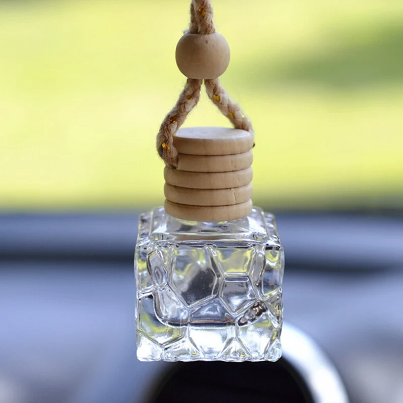 Empty Glass Bottle for Essential Oils Diffuser Rearview Mirror Ornament Car Hanging Perfume Fragrance Air Freshener Car-Styling