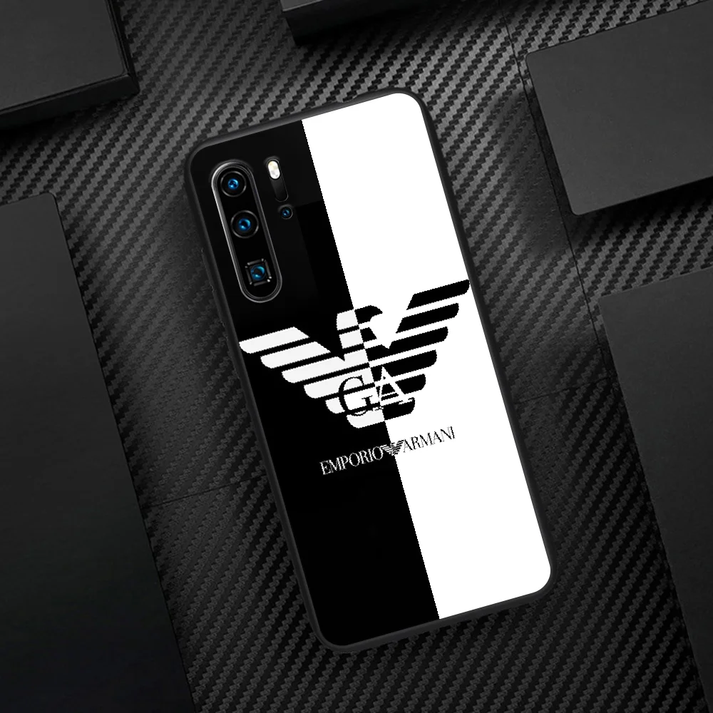 

Giorgioe Italy Luxury Brand Phone Case For Huawei P Mate 10 20 30 40 Pro Lite Smart 2019 2021 black Back 3D Hoesjes Trend Shell