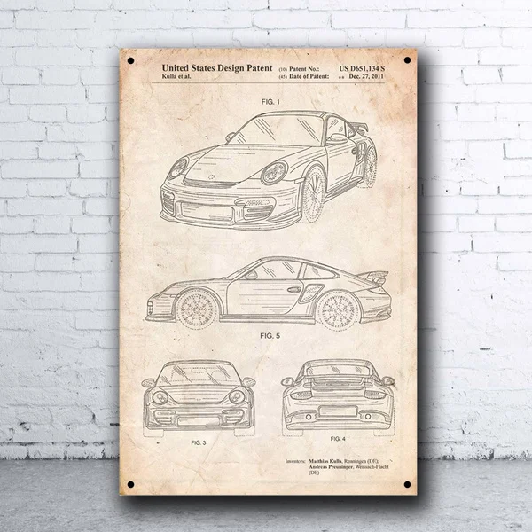 

Sports Car Patent Poster Retro Vintage Tin Sign Bar Pub Home Metal Poster Wall Art Decor