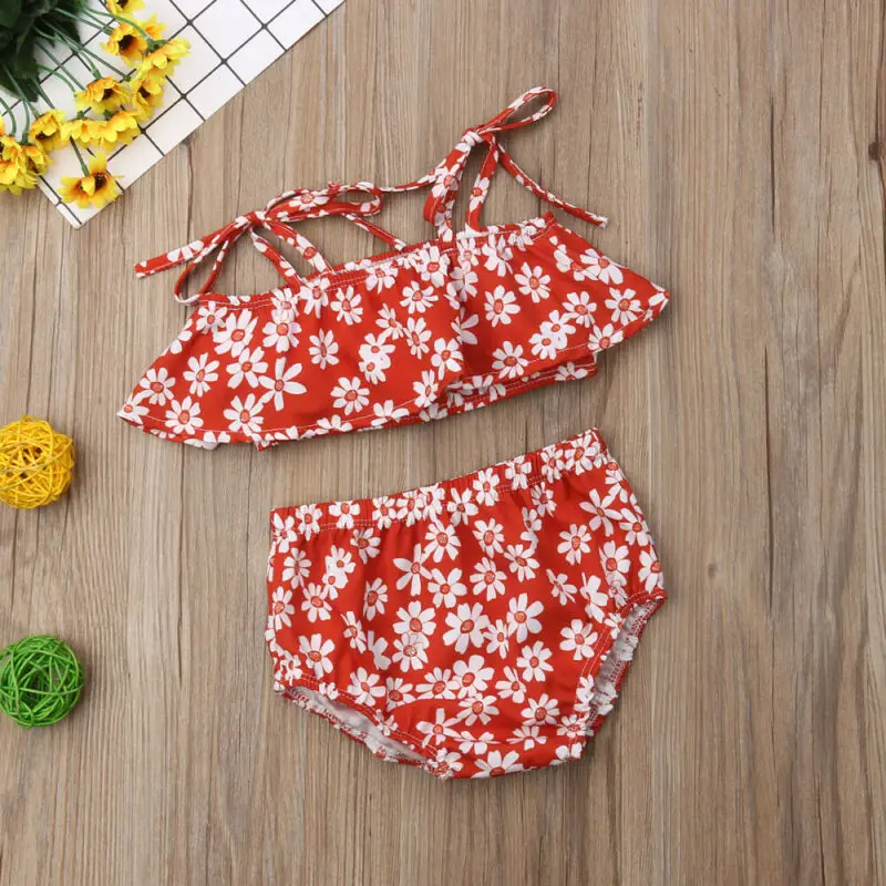 Комплект летней красной одежды для новорожденных девочек укороченные топы с